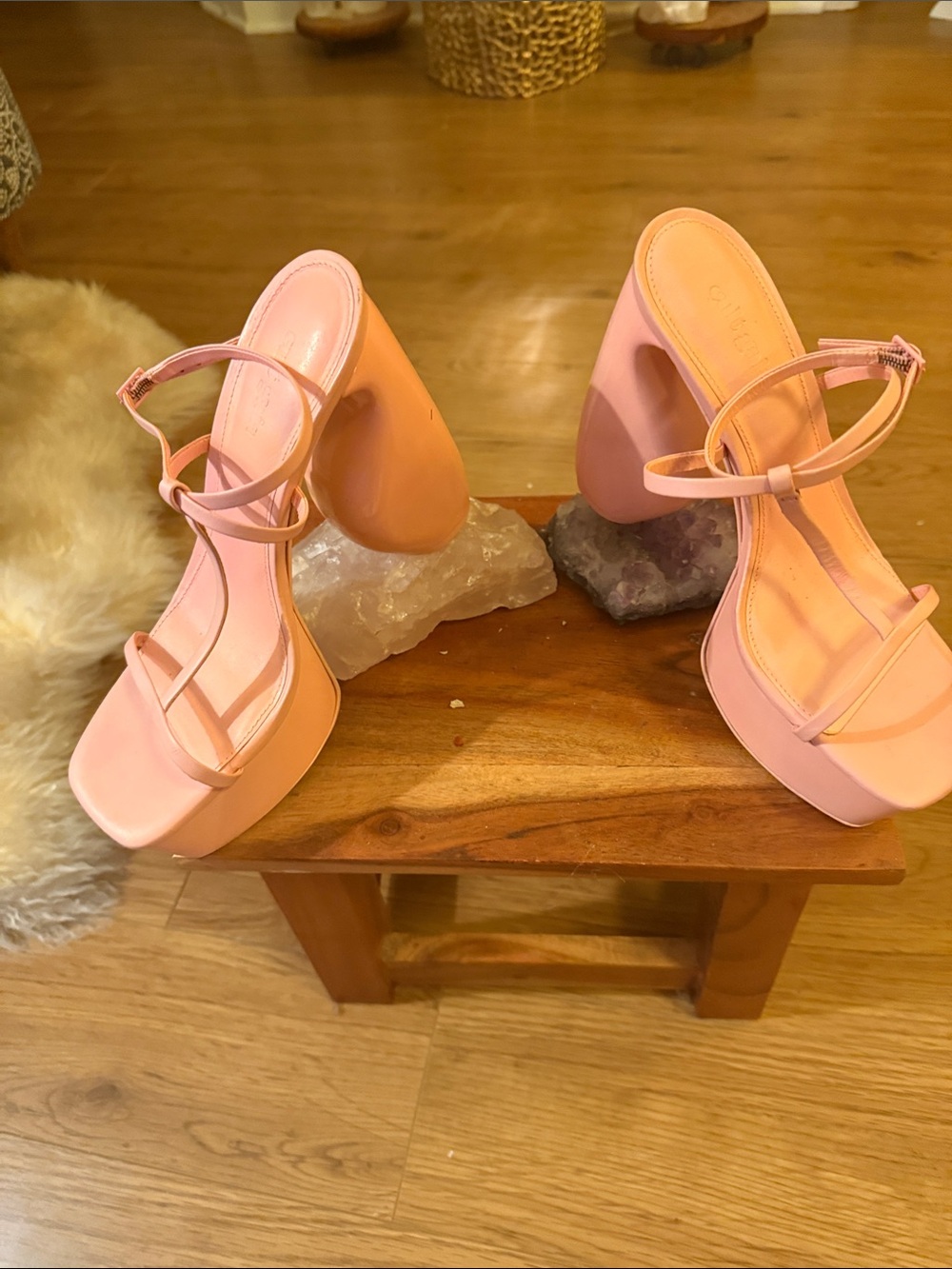 cult gaia Pink Strappy Platform Heels